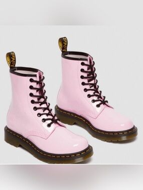 Dr. Martens Pink Patent Lace-Up Boots